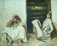 (image for) Handmade Oil painting for home canvas, oil painting framed canvas for living room John Singer Sargenti's art Two Arab Women